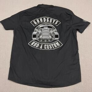 Good Guys Shirt Mens Large Black Embroidered Hot Rod Custom Snap Biker